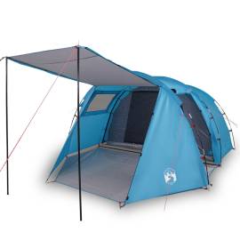 Cort de camping 4 persoane albastru, 420x260x153 cm, tafta 185t, 2 image