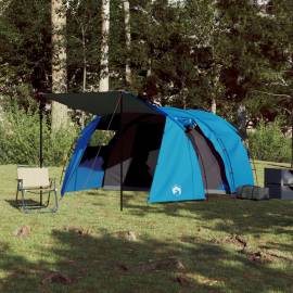 Cort de camping 4 persoane albastru, 420x260x153 cm, tafta 185t, 3 image