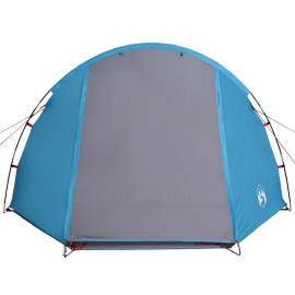 Cort de camping 4 persoane albastru, 420x260x153 cm, tafta 185t, 6 image
