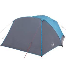 Cort de camping 6 persoane albastru, 412x370x190 cm, tafta 190t, 6 image