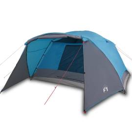 Cort de camping 6 persoane albastru, 412x370x190 cm, tafta 190t, 2 image