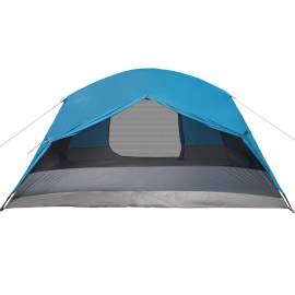 Cort de camping 6 persoane albastru, 412x370x190 cm, tafta 190t, 9 image