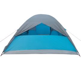Cort de camping 6 persoane albastru, 466x342x200 cm, tafta 185t, 9 image