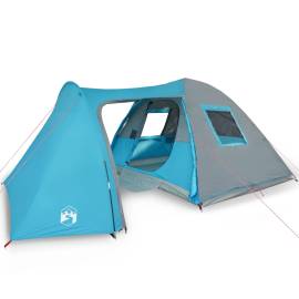 Cort de camping 6 persoane albastru, 466x342x200 cm, tafta 185t, 2 image