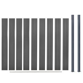Set panouri pentru gard, gri, 180x186 cm, wpc, 7 image