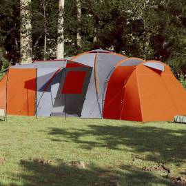 Cort camping 12 pers. gri/portocaliu 840x720x200 cm tafta 185t