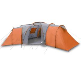 Cort camping 12 pers. gri/portocaliu 840x720x200 cm tafta 185t, 2 image