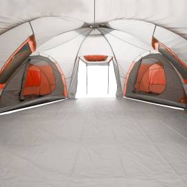 Cort camping 12 pers. gri/portocaliu 840x720x200 cm tafta 185t, 11 image