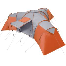 Cort camping 12 pers. gri/portocaliu 840x720x200 cm tafta 185t, 9 image