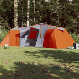 Cort camping 12 pers. gri/portocaliu 840x720x200 cm tafta 185t, 3 image