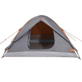 Cort camping 3 persoane gri/portocaliu 240x217x120cm tafta 190t, 8 image