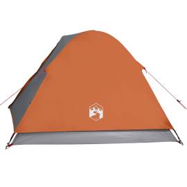 Cort camping 3 persoane gri/portocaliu 240x217x120cm tafta 190t, 9 image