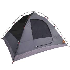 Cort camping 3 persoane gri/portocaliu 240x217x120cm tafta 190t, 6 image
