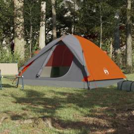 Cort camping 3 persoane gri/portocaliu 240x217x120cm tafta 190t, 3 image