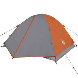Cort camping 3 persoane gri/portocaliu 240x217x120cm tafta 190t, 5 image