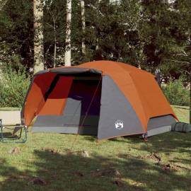 Cort camping 4 persoane gri/portocaliu 350x280x155cm tafta 190t, 3 image