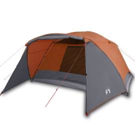 Cort camping 4 persoane gri/portocaliu 350x280x155cm tafta 190t, 2 image