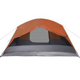 Cort camping 4 persoane gri/portocaliu 350x280x155cm tafta 190t, 11 image