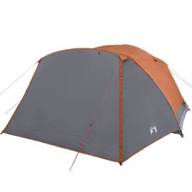 Cort camping 4 persoane gri/portocaliu 350x280x155cm tafta 190t, 5 image