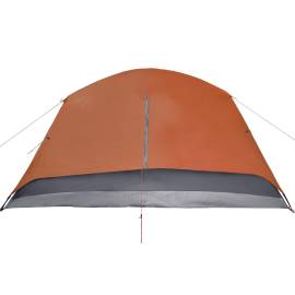 Cort camping 4 persoane gri/portocaliu 350x280x155cm tafta 190t, 10 image