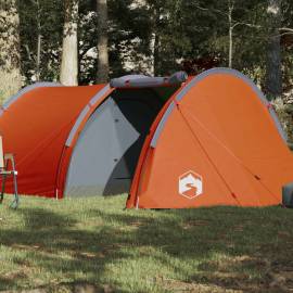 Cort camping 4 persoane gri/portocaliu 405x170x106cm tafta 185t