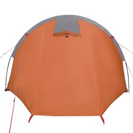 Cort camping 4 persoane gri/portocaliu 405x170x106cm tafta 185t, 9 image