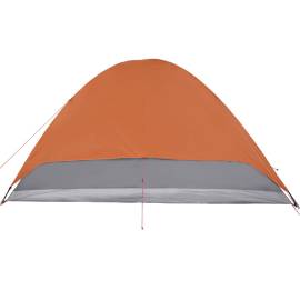 Cort camping 6 persoane gri/portocaliu 348x340x190cm tafta 190t, 10 image