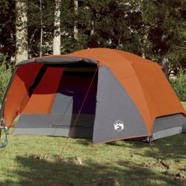 Cort camping 6 persoane gri/portocaliu 412x370x190cm tafta 190t