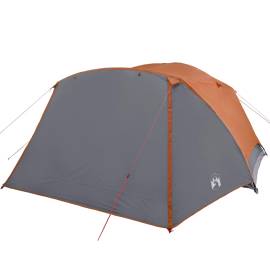 Cort camping 6 persoane gri/portocaliu 412x370x190cm tafta 190t, 6 image
