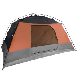 Cort camping 6 persoane gri/portocaliu 412x370x190cm tafta 190t, 11 image