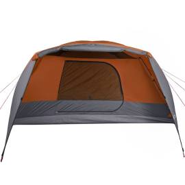 Cort camping 6 persoane gri/portocaliu 412x370x190cm tafta 190t, 5 image
