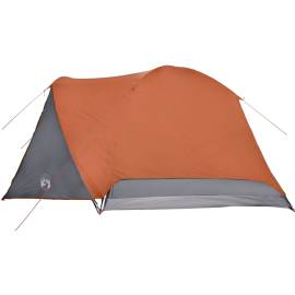 Cort camping 6 persoane gri/portocaliu 412x370x190cm tafta 190t, 8 image