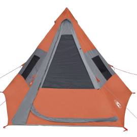 Cort camping 7 persoane gri/portocaliu 350x350x280cm tafta 185t, 7 image