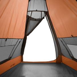 Cort camping 7 persoane gri/portocaliu 350x350x280cm tafta 185t, 10 image