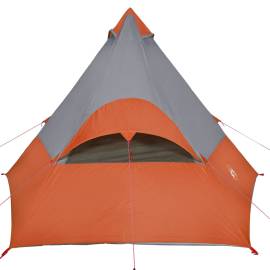 Cort camping 7 persoane gri/portocaliu 350x350x280cm tafta 185t, 9 image