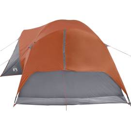 Cort camping 8 persoane gri/portocaliu 360x430x195cm tafta 190t, 8 image