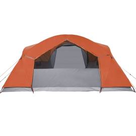 Cort camping 8 persoane gri/portocaliu 360x430x195cm tafta 190t, 9 image