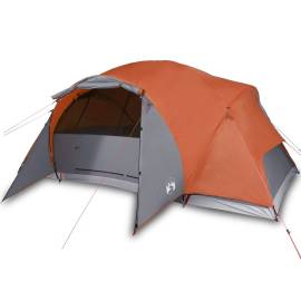 Cort camping 8 persoane gri/portocaliu 360x430x195cm tafta 190t, 2 image