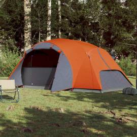 Cort camping 8 persoane gri/portocaliu 360x430x195cm tafta 190t, 3 image