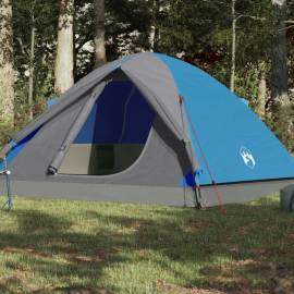 Cort de camping 3 persoane albastru, 240x217x120 cm, tafta 190t