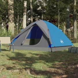Cort de camping 3 persoane albastru, 240x217x120 cm, tafta 190t, 3 image