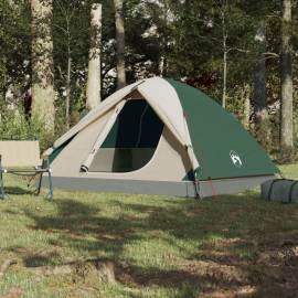 Cort de camping 3 persoane verde, 240x217x120 cm, tafta 190t, 3 image