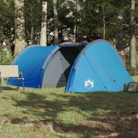 Cort de camping 4 persoane albastru, 405x170x106 cm, tafta 185t, 3 image