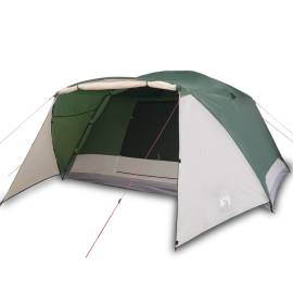Cort de camping 6 persoane verde, 412x370x190 cm, tafta 190t, 2 image