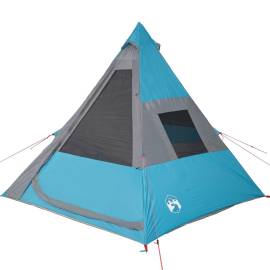 Cort de camping 7 persoane, albastru, 350x350x280cm, tafta 185t, 6 image