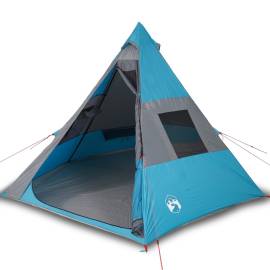 Cort de camping 7 persoane, albastru, 350x350x280cm, tafta 185t, 2 image