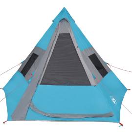 Cort de camping 7 persoane, albastru, 350x350x280cm, tafta 185t, 7 image