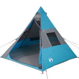 Cort de camping 7 persoane, albastru, 350x350x280cm, tafta 185t, 4 image