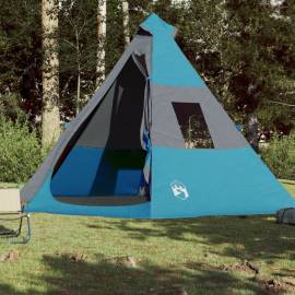 Cort de camping 7 persoane, albastru, 350x350x280cm, tafta 185t, 3 image