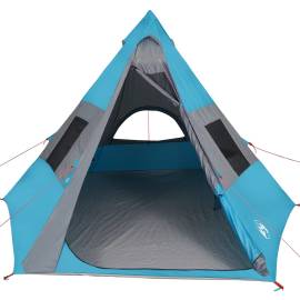 Cort de camping 7 persoane, albastru, 350x350x280cm, tafta 185t, 5 image
